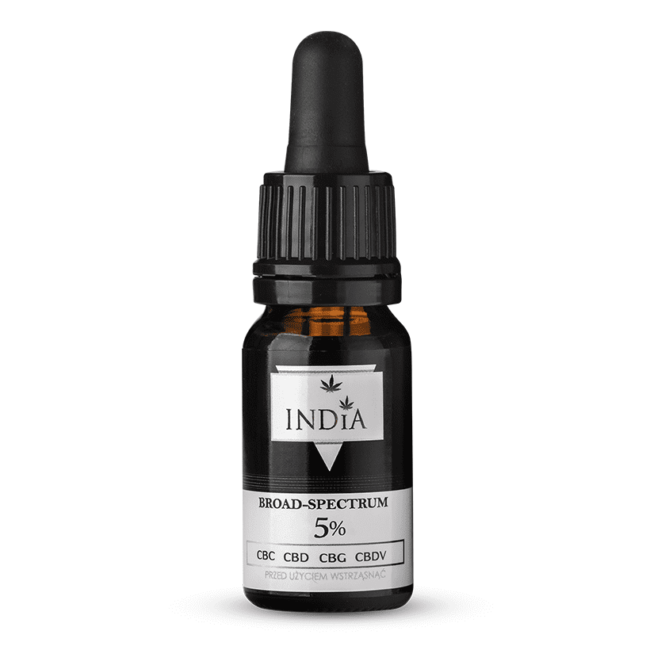 Flacon d Huile de CBD CBC CBG CBDv Broad Spectrum 5% India Cosmetics